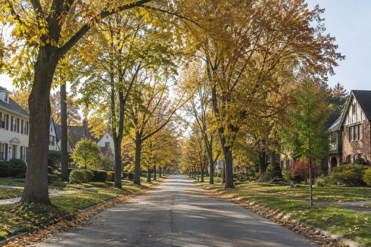 A Northeast Ohio hillside street with Victorian homes