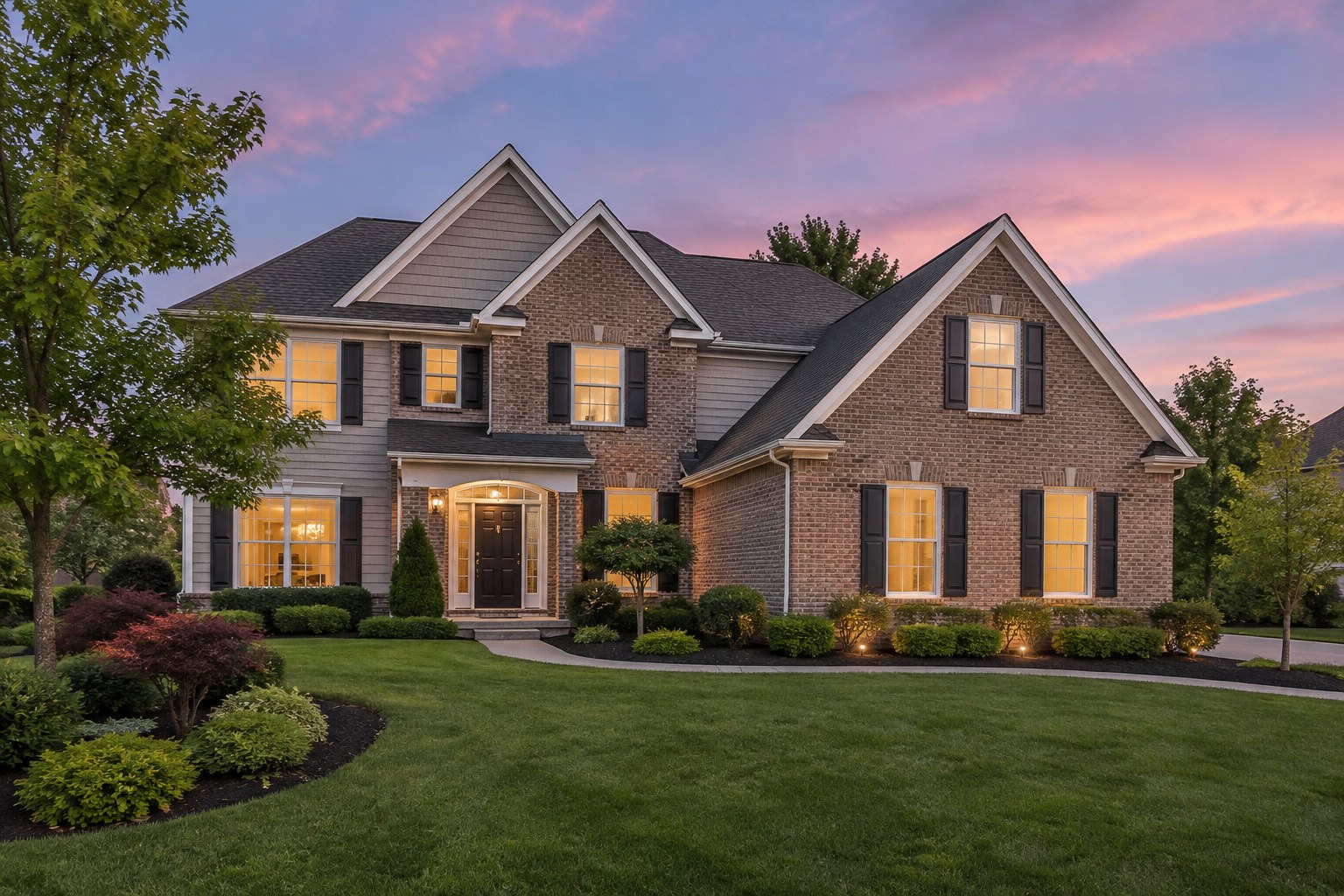 A Northeast Ohio home at dusk, illustrative